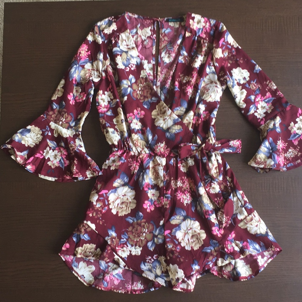 Floral Bell Sleeve Romper